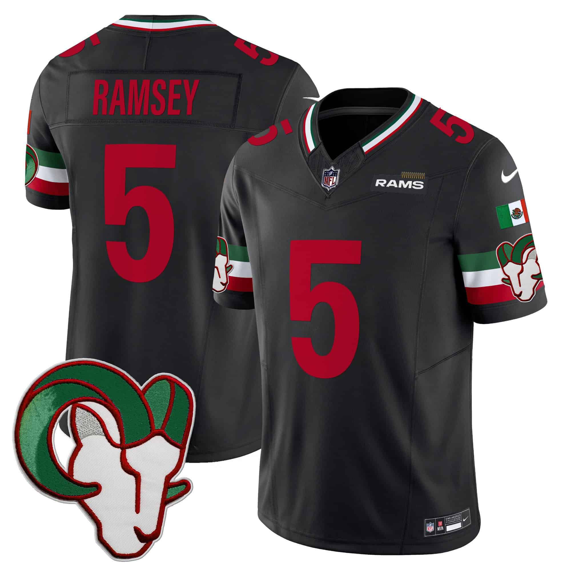 Men Los Angeles Rams #5 Ramsey Black 2024 Nike Mexico Vapor Limited NFL Jersey